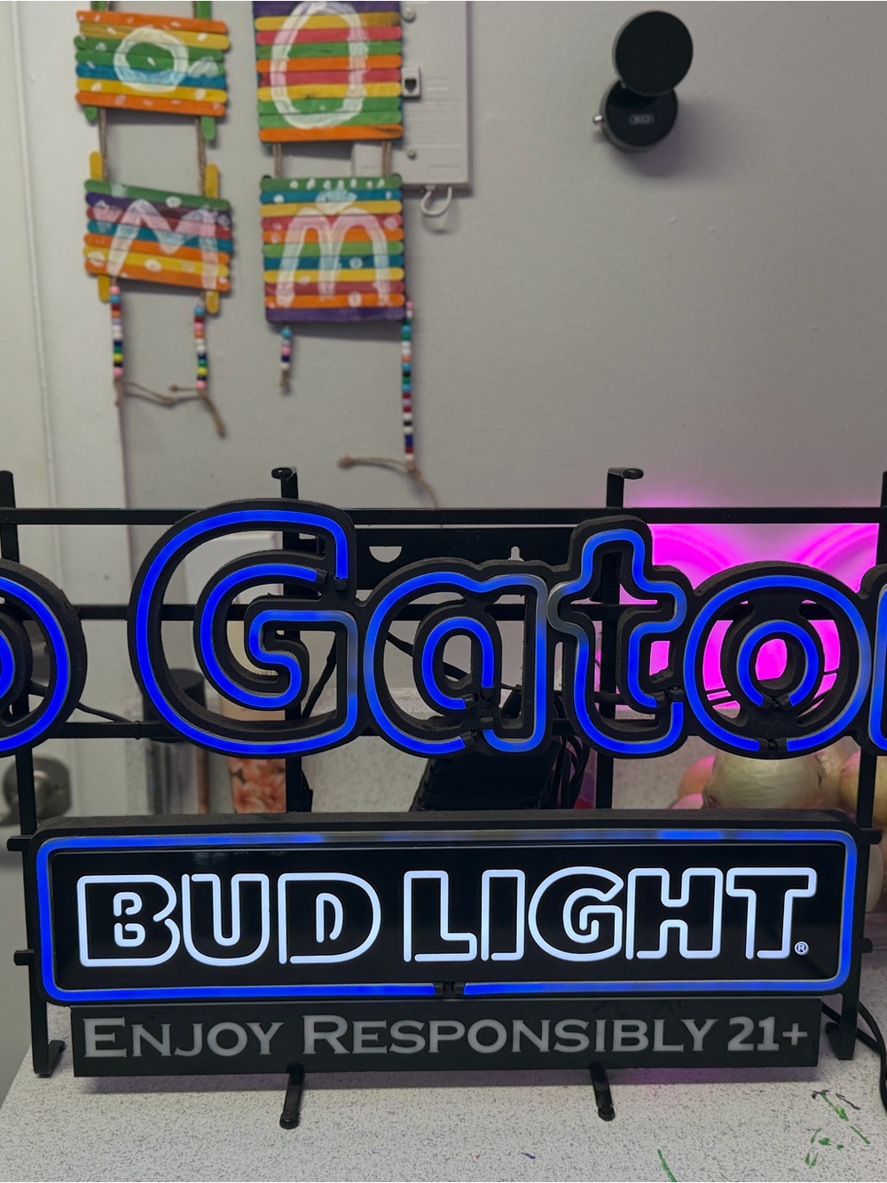 Blue Neon Wall Sign - Bud Light enjoy responsibly 21+
